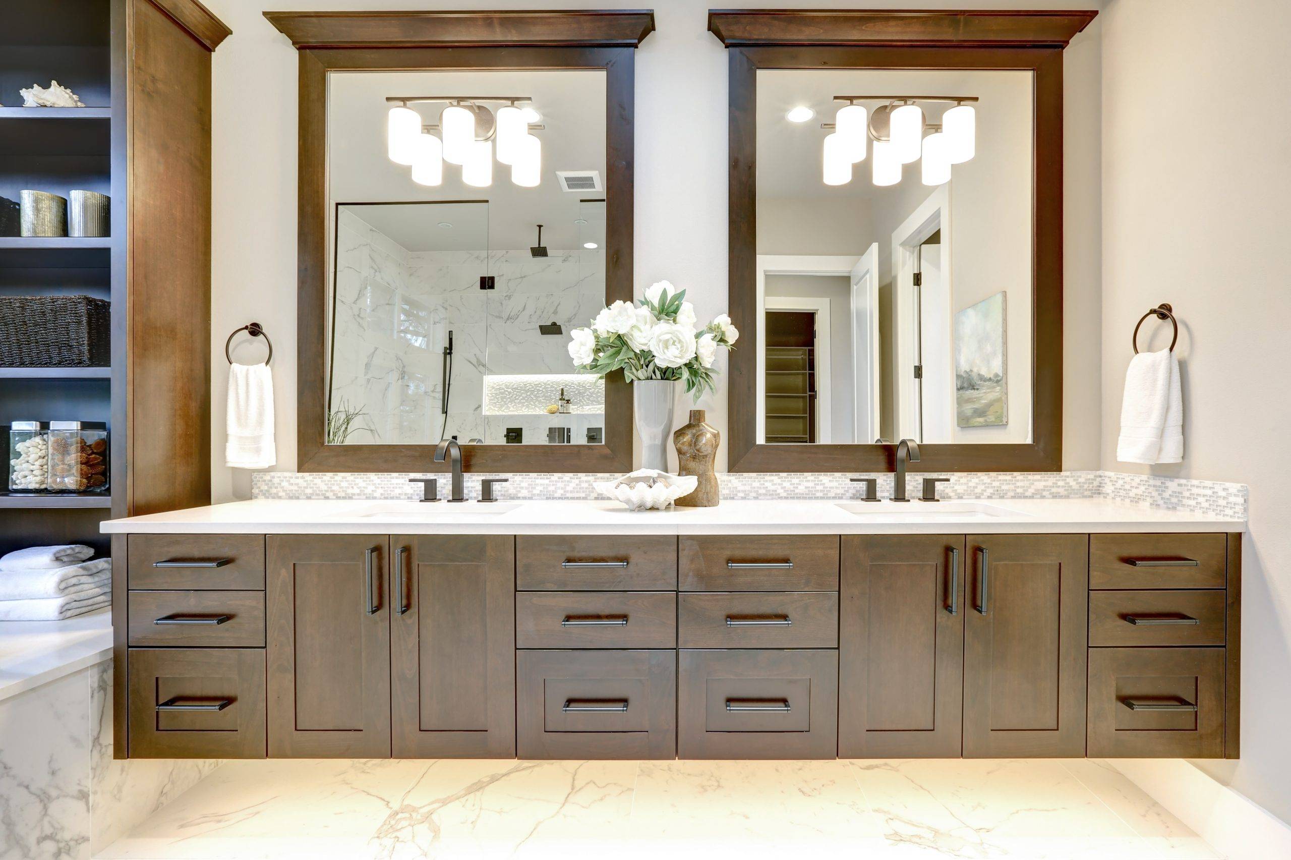 large bath vanity installed in New Hampshire